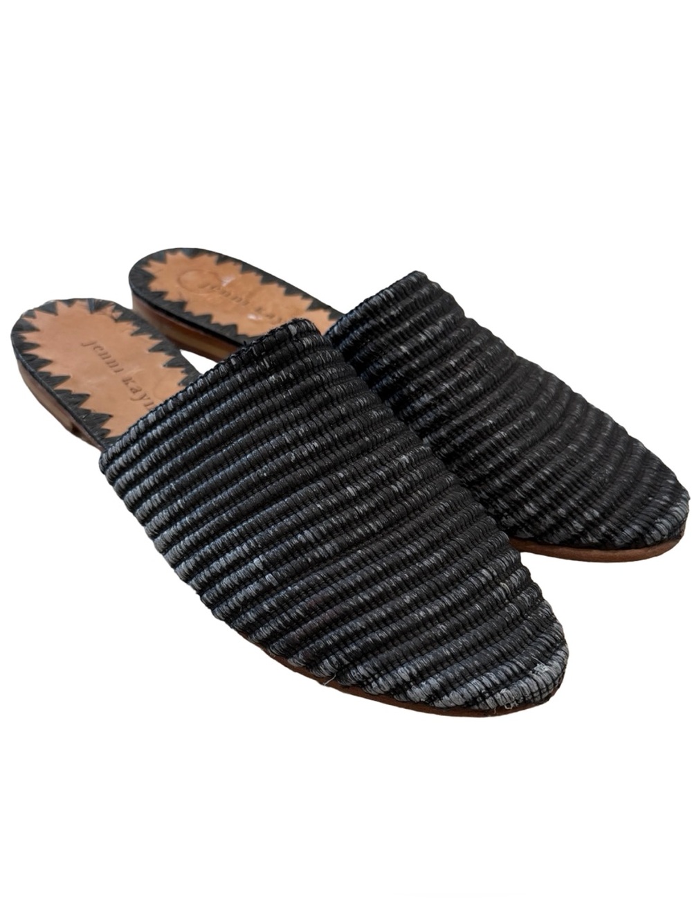 Jenni Kayne Raffia Mules In Black